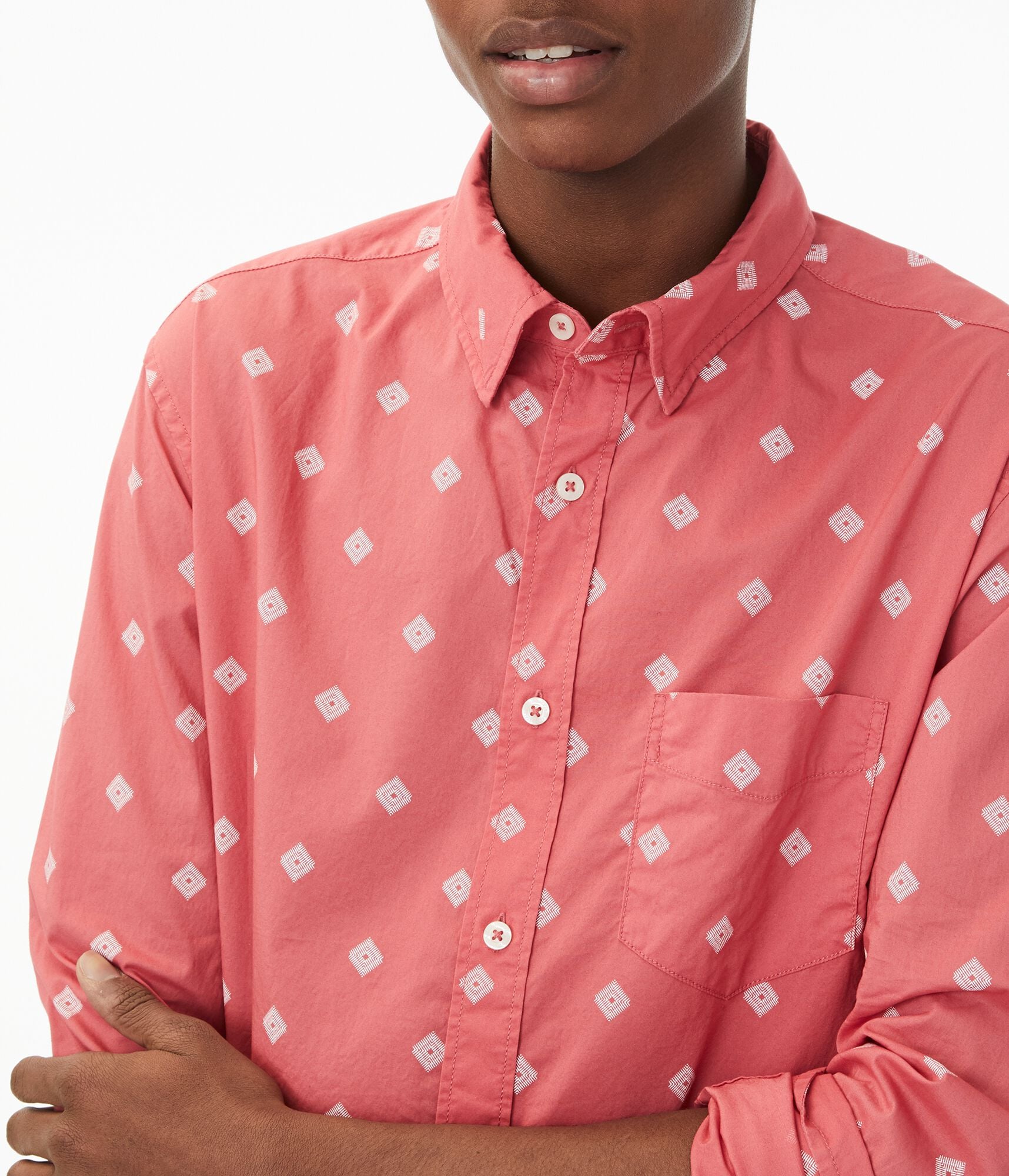 Long Sleeve Geometric Button-Down Shirt
