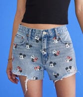 Mickey & Friends | Aero High-Rise Mickey Mouse & Minnie Mouse Denim Shorty Shorts