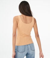 Solid Ribbed Button Tank
