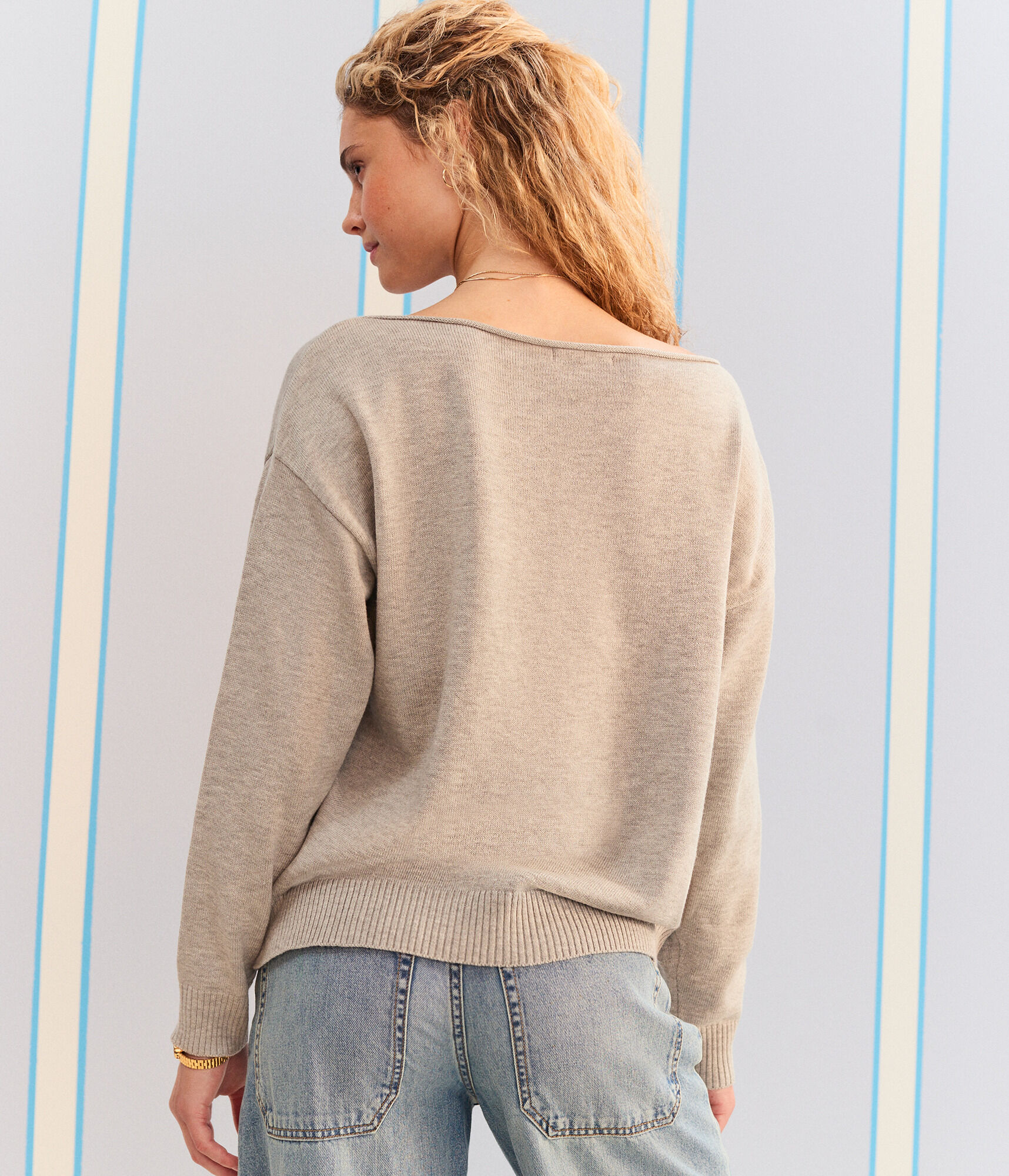 Demetra for Aero SUV Slash-Neck Sweater