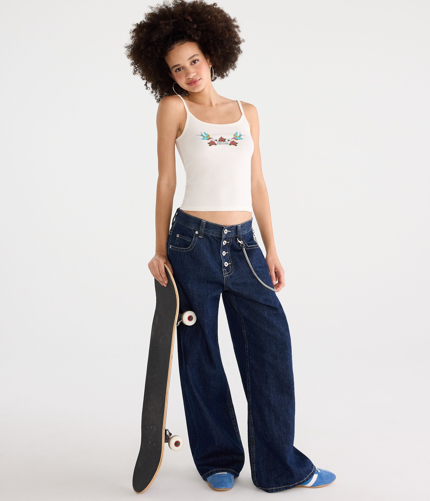 D&eacute;j&agrave; For Aero Rhinestone Gold Coast Graphic Tank Top