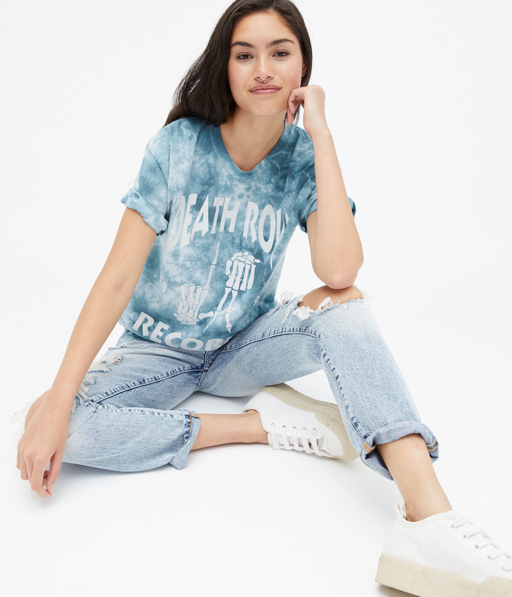 Death Row Records Tie-Dye Boyfriend Graphic Tee