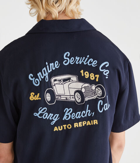 Short Sleeve Long Beach Auto Repair Boxy Camp Shirt Short Sleeve Long Beach Auto Repair Boxy Camp Shirt
