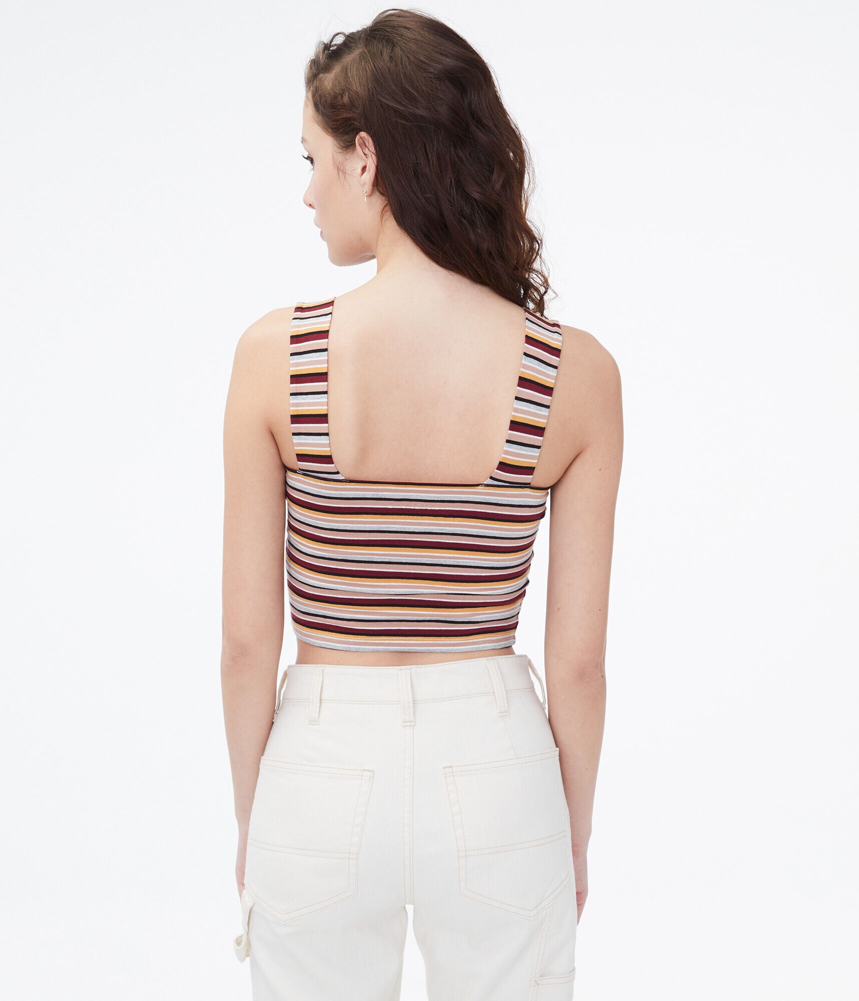 Striped Square-Neck Crop Top