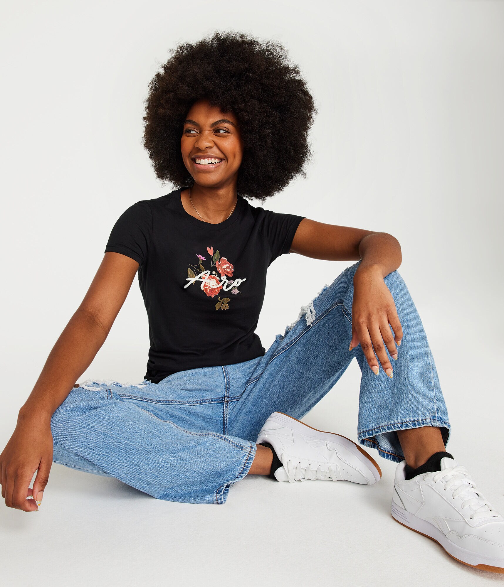 Aero Script Floral Graphic Tee