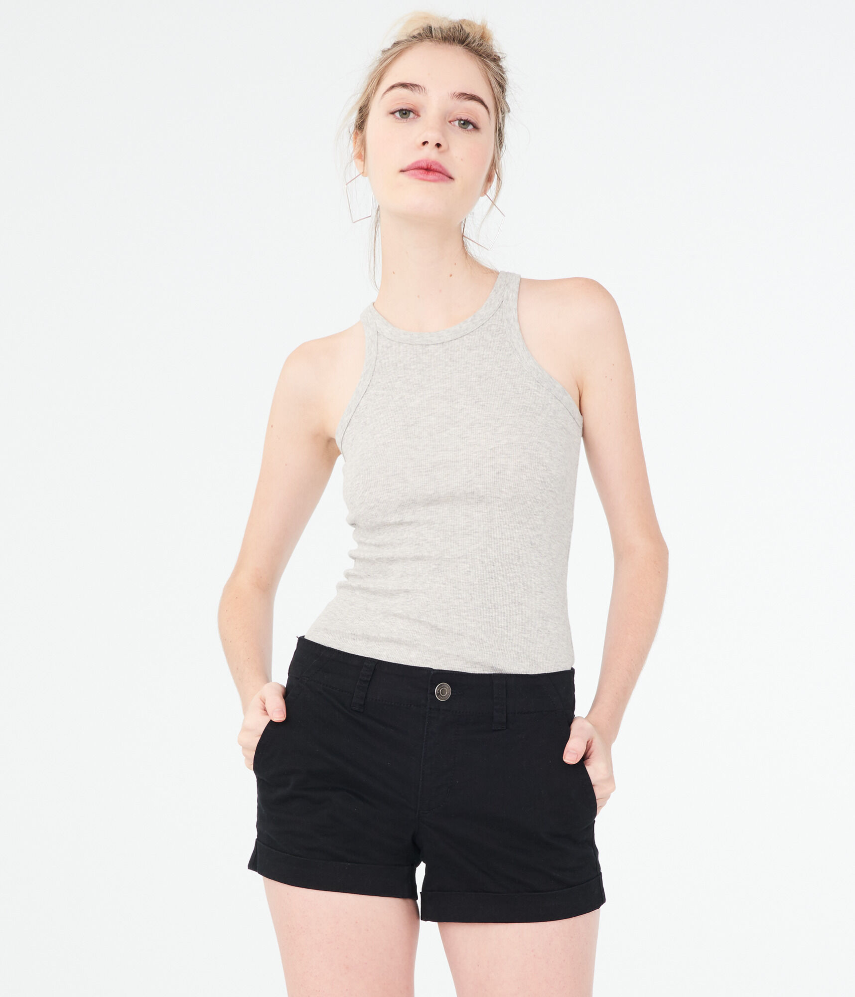 Twill Cuffed Midi Shorts