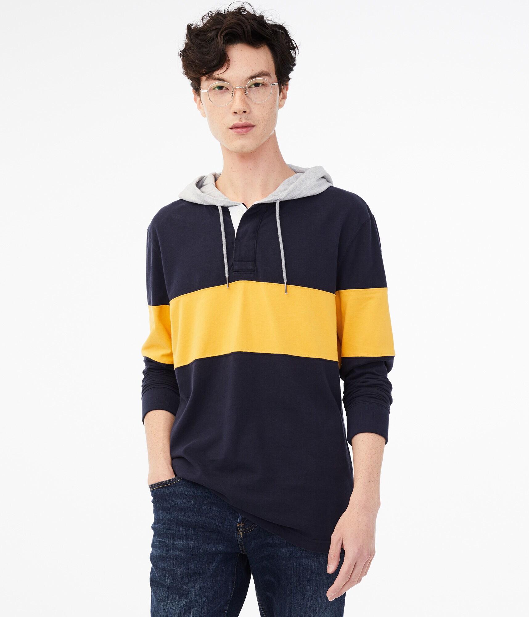 Long Sleeve Colorblock Hooded Rugby