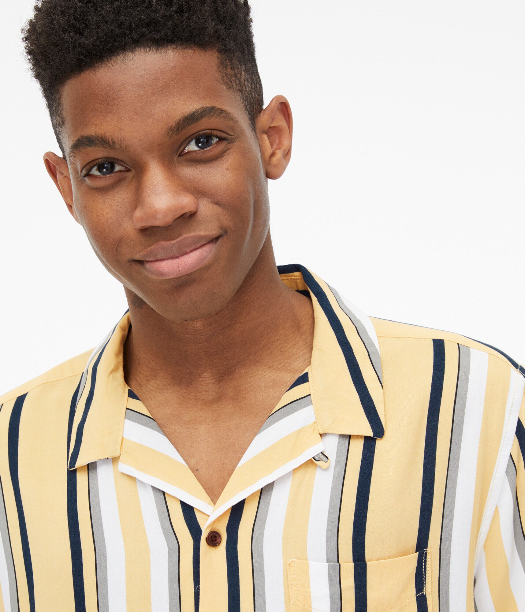 Vertical Stripe Button-Down Resort Shirt