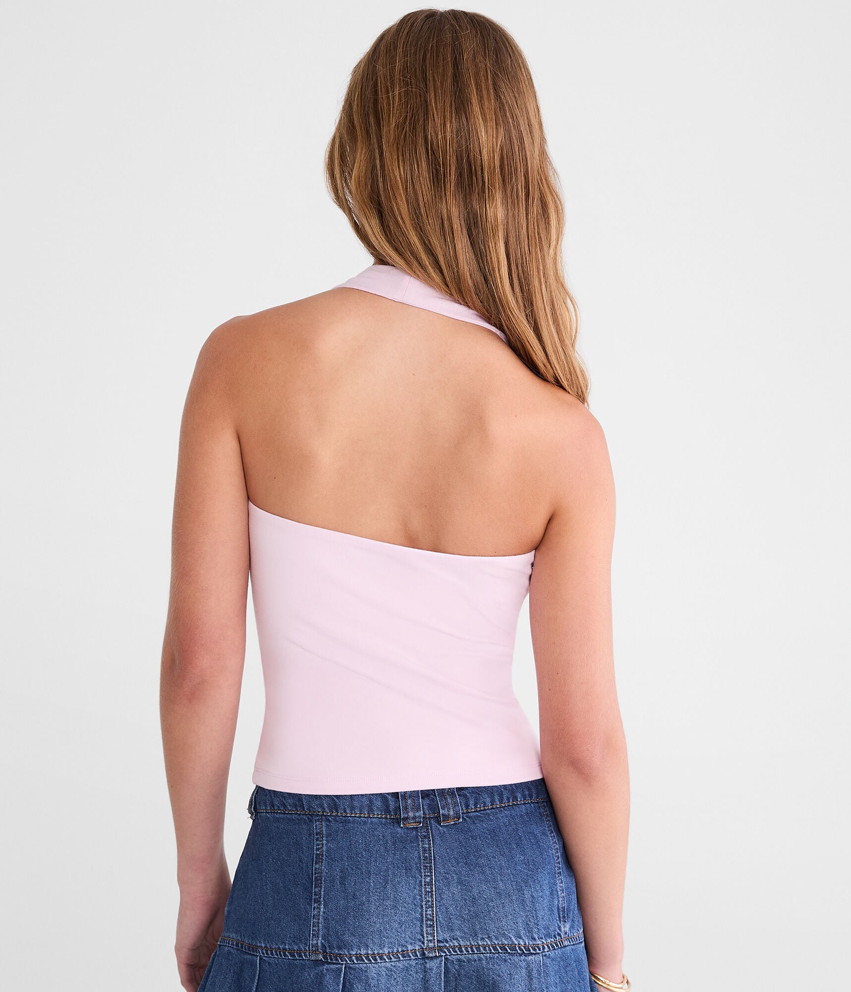 Solid Scoop-Neck Halter Top