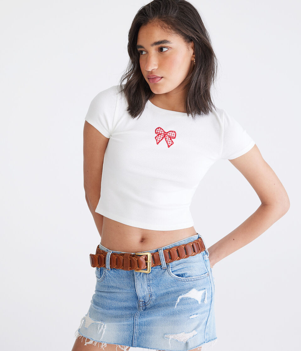 Seriously Soft Gingham Bow Baby Tee