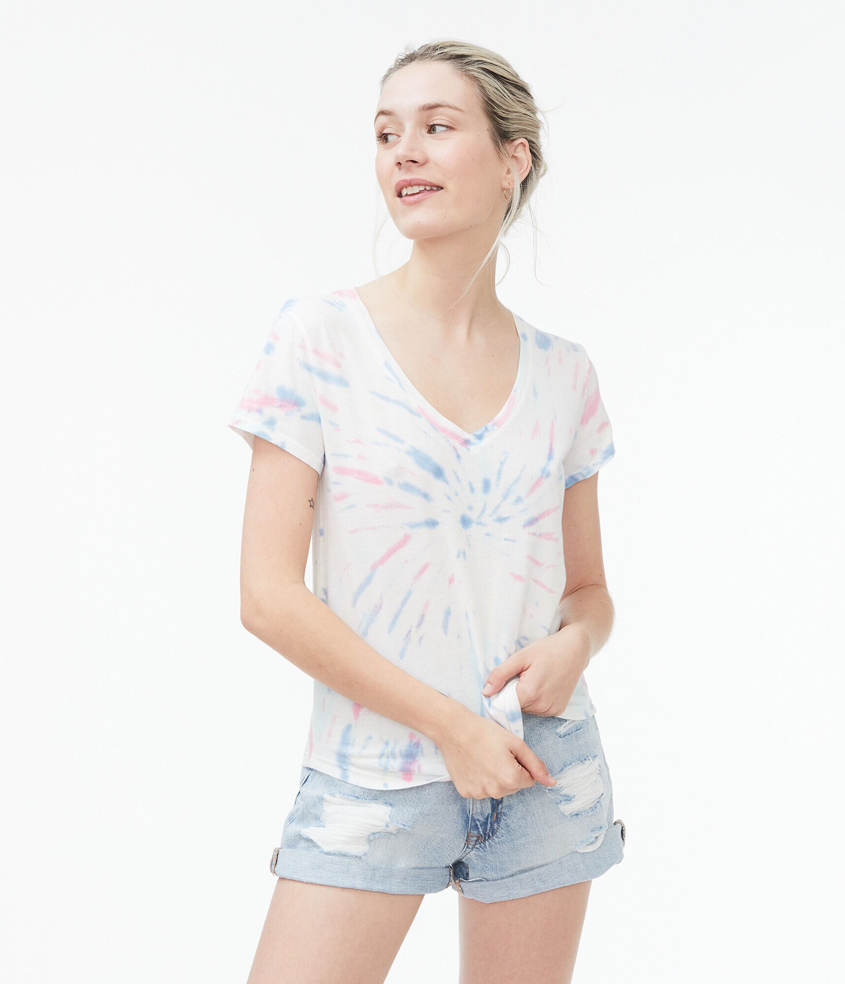 Seriously Soft Tie-Dye Swirl V-Neck Tee