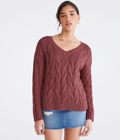 Wear 2 Ways Oversized Cable Sweater
