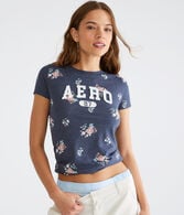Aero Allover Floral Appliqué Graphic Tee
