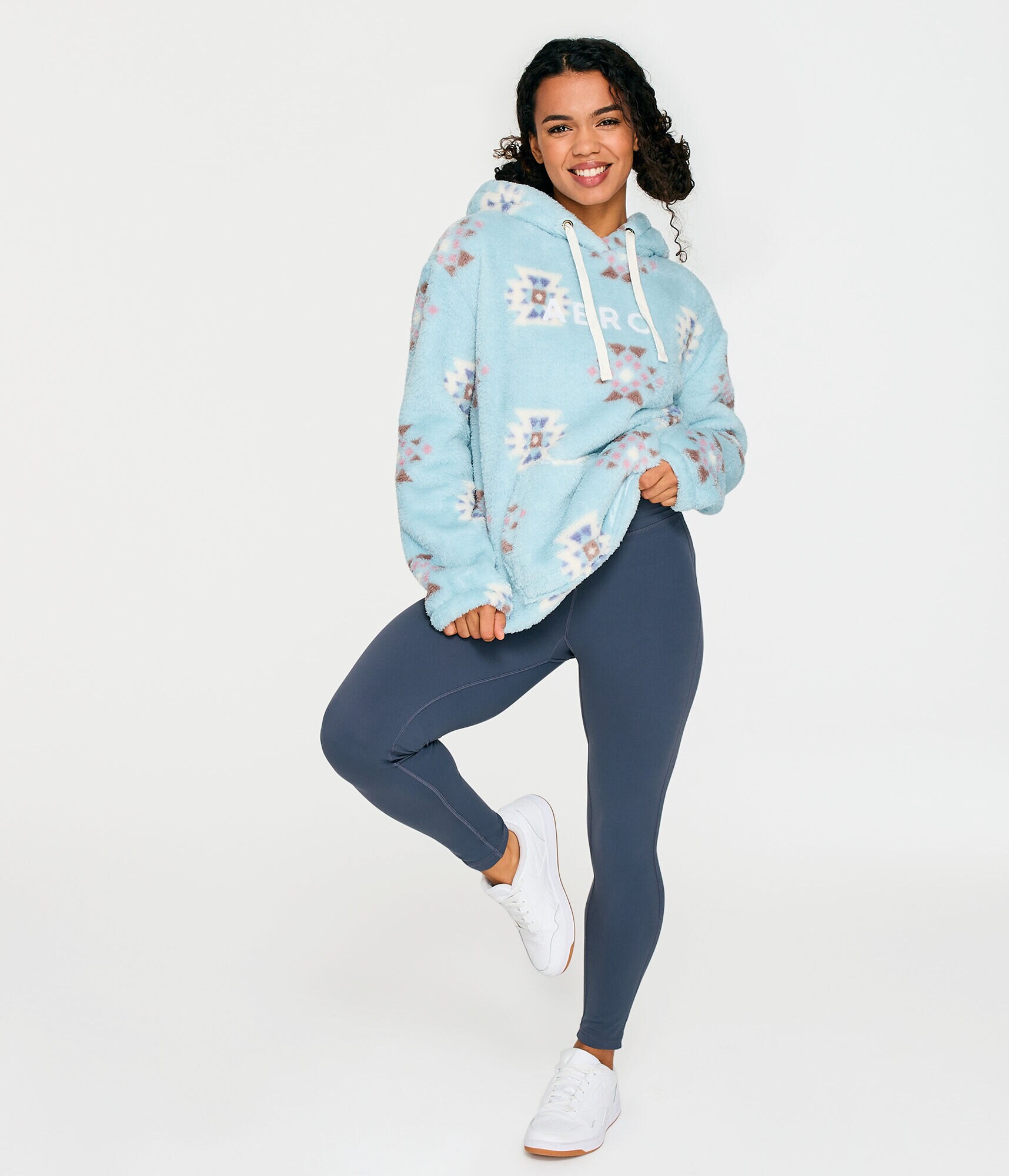 Aero Geometric Sherpa Fleece Pullover Hoodie