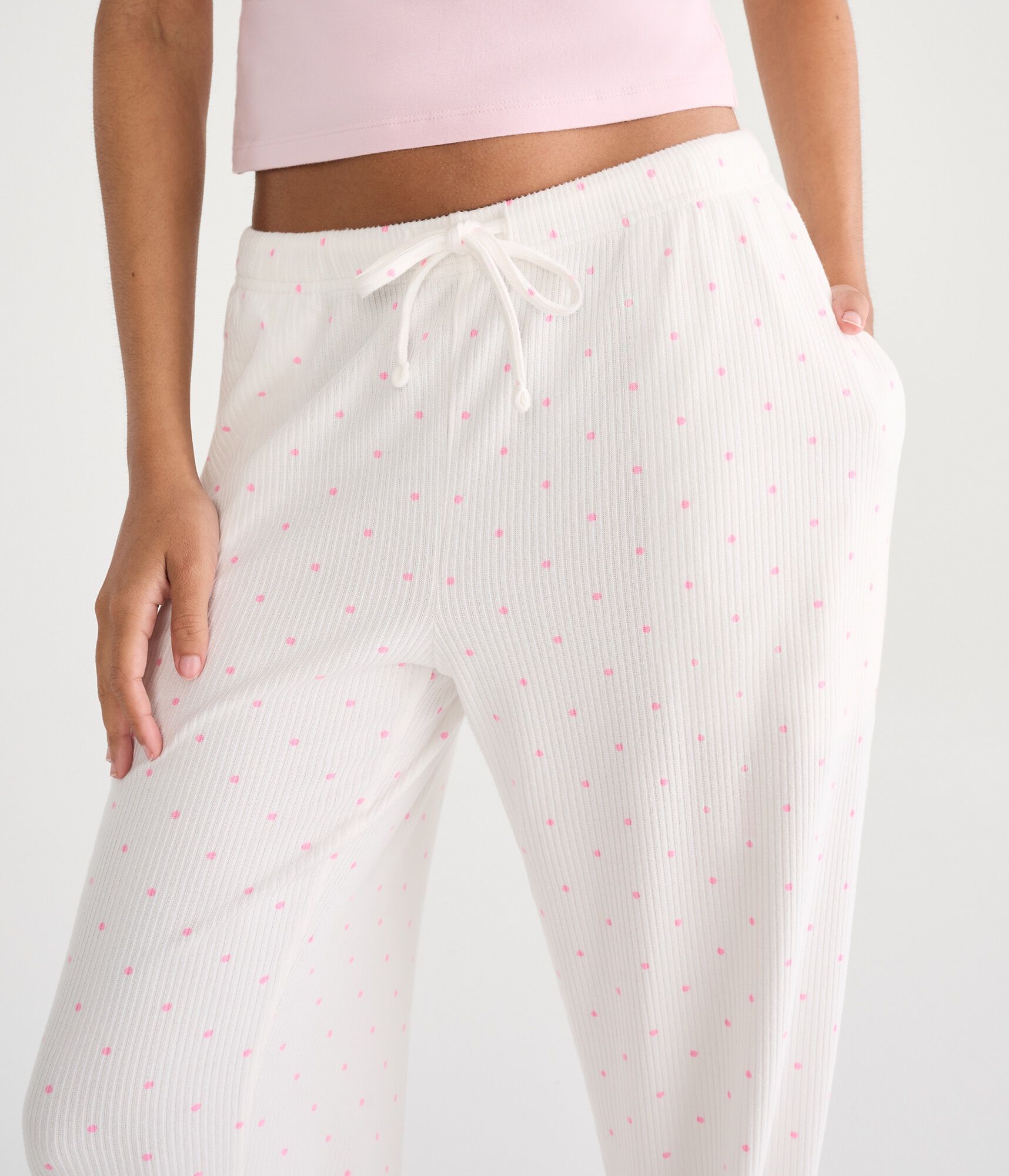 Polka Dot Rib Sleep Pants