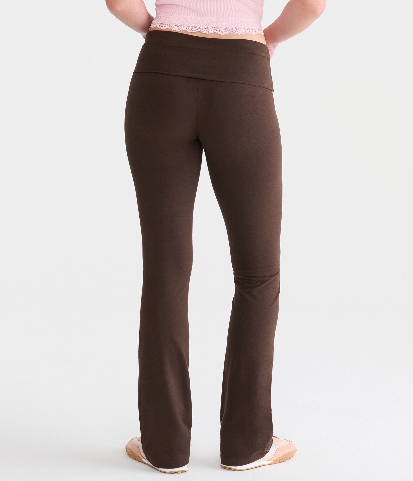 Aero Logo Mid-Rise Fold-Over Flare Pants
