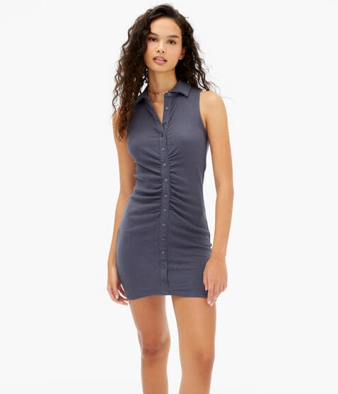 Solid V-Neck Sleeveless Polo Dress