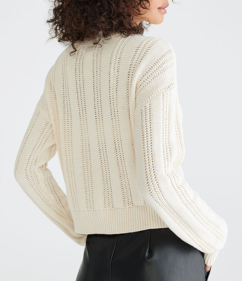 Ribbed Cropped Crew Sweater