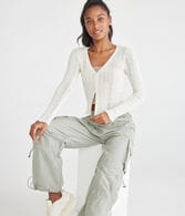 Long Sleeve Textured Cropped Cardigan