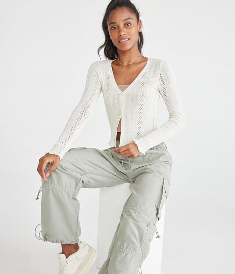 Long Sleeve Textured Cropped Cardigan