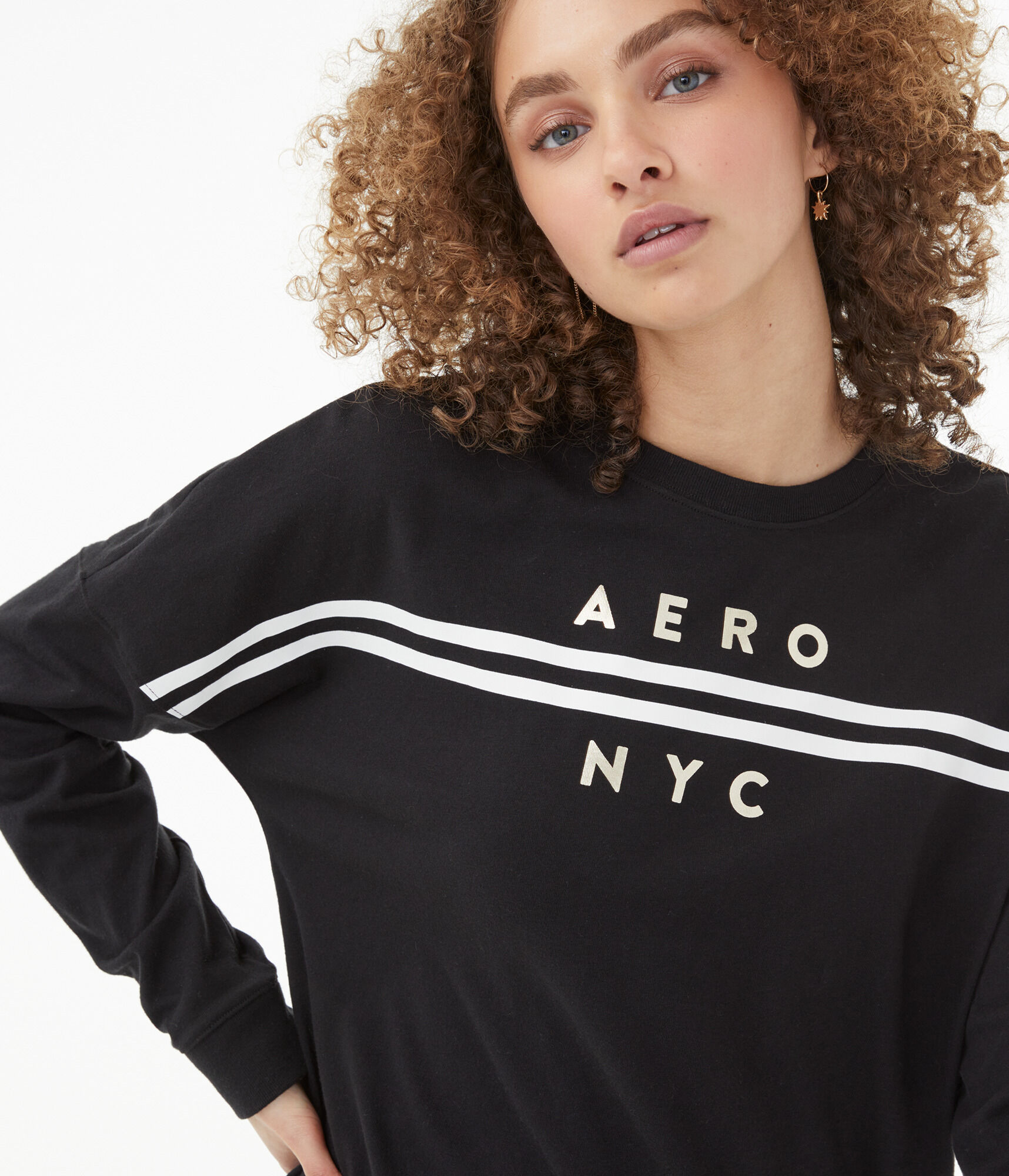 Long Sleeve Aero NYC Foil Oversized Graphic Tee