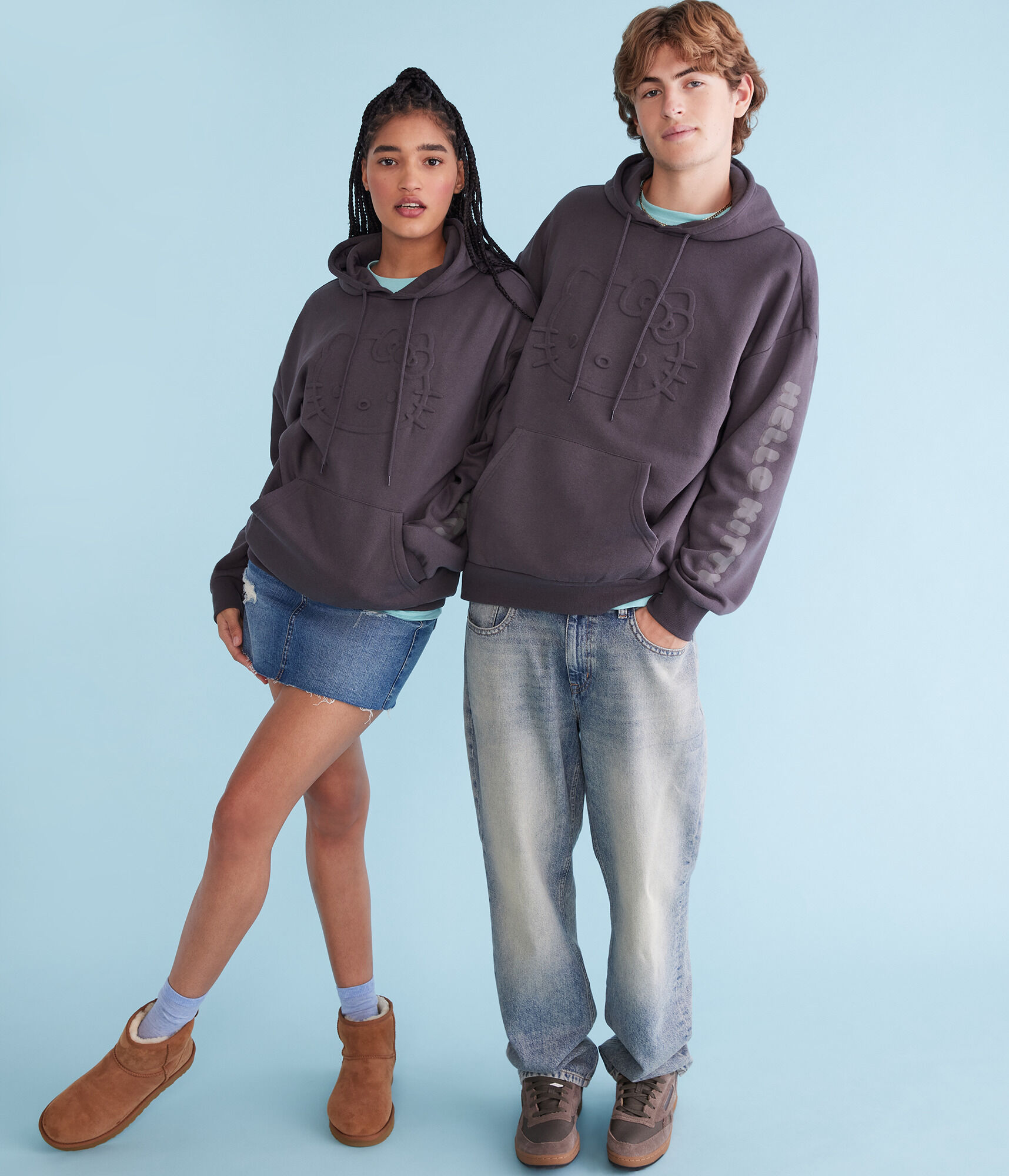 Hello Kitty Embossed Face Pullover Hoodie