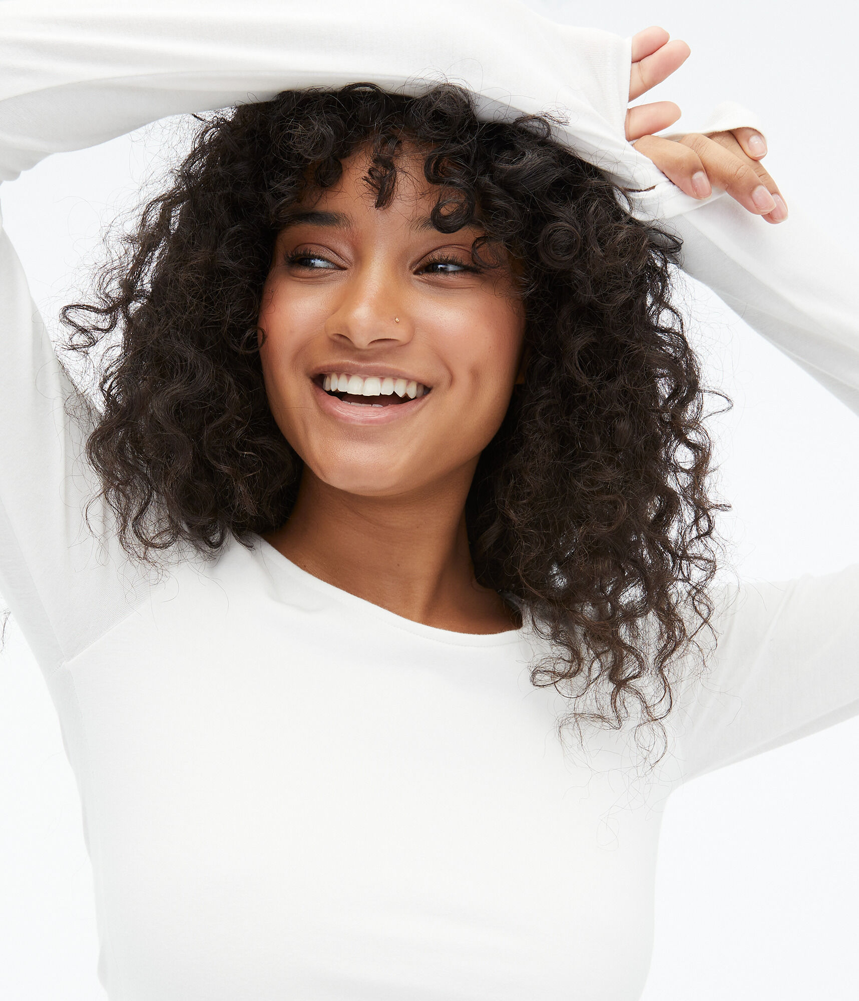 Long Sleeve Seriously Soft Laced-Back Cropped Baby Tee