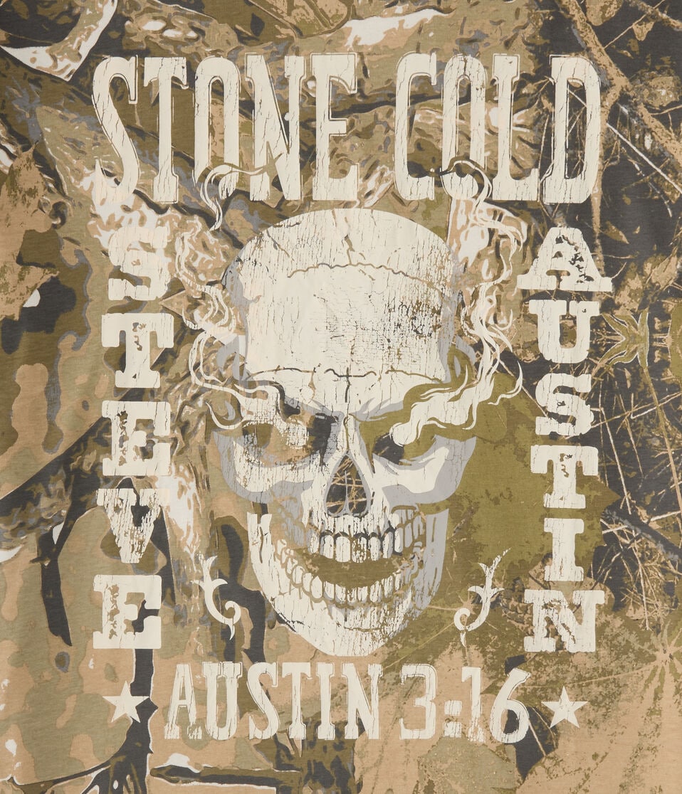 WWE Stone Cold Skull Camo Relaxed Graphic Tee