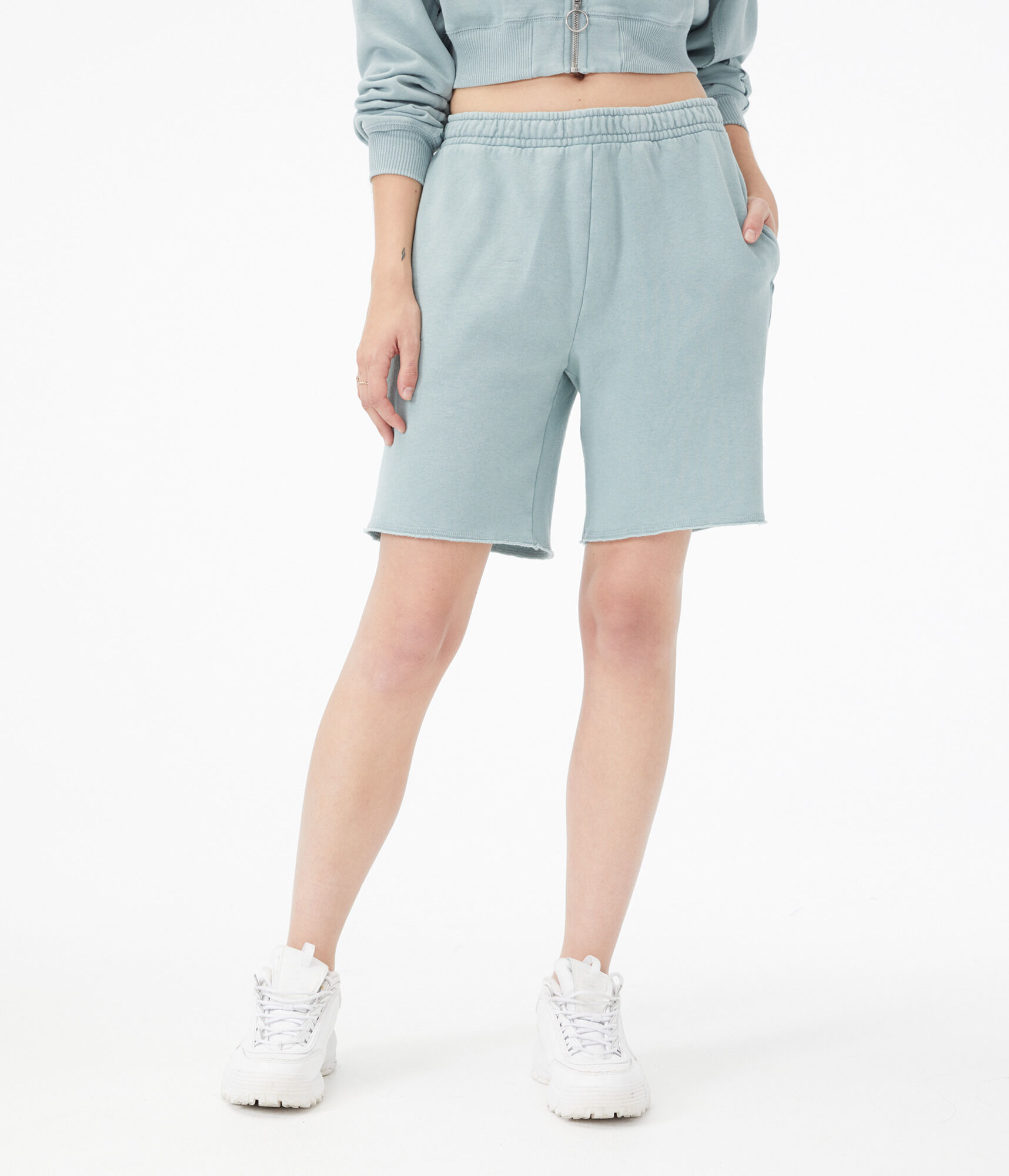 Baggy High-Rise Fold-Over Fleece Shorts