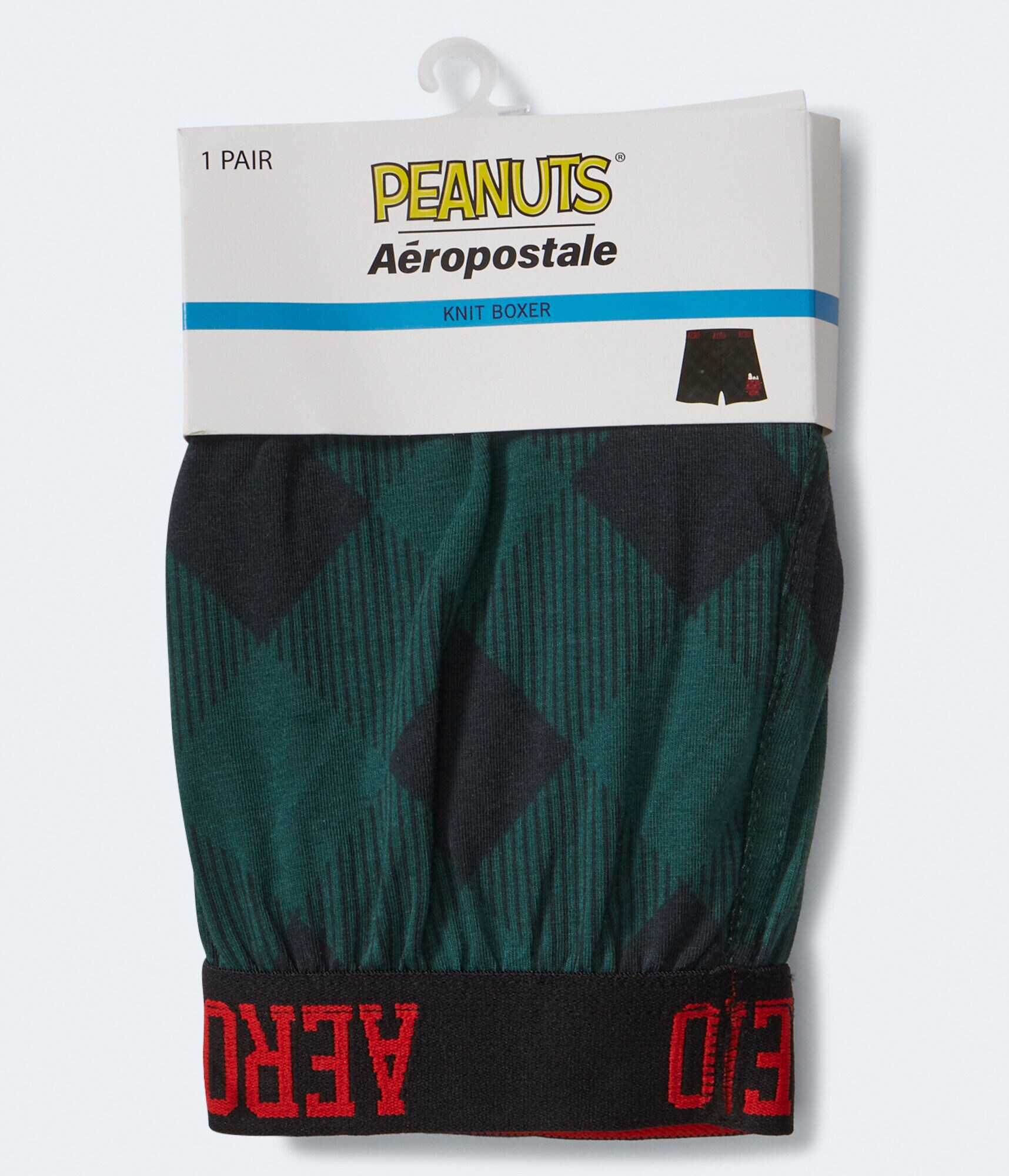 Peanuts&reg; | A&eacute;ropostale Snoopy Buffalo Plaid Knit Boxers