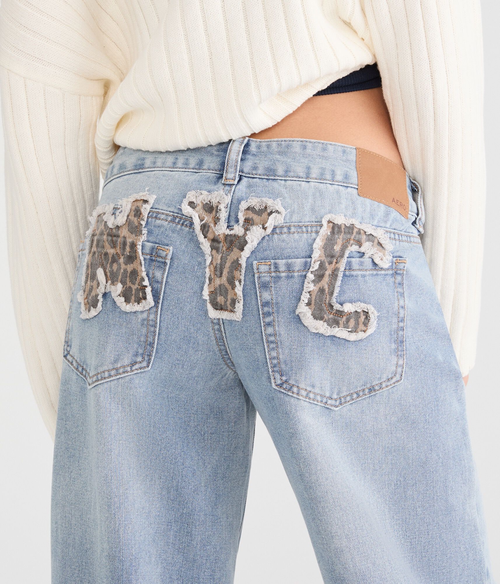 Super Low-Rise Ultra Wide Leg NYC Graphic Jean