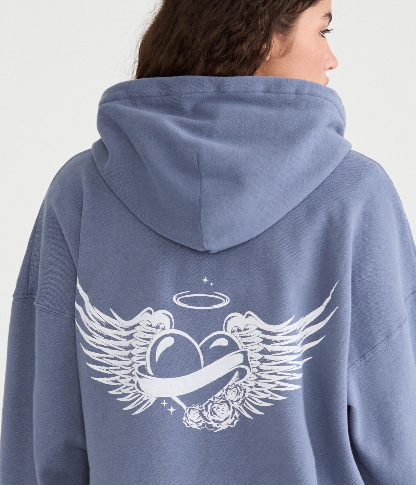Cloud Soft Winged Heart Oversized Pullover Hoodie