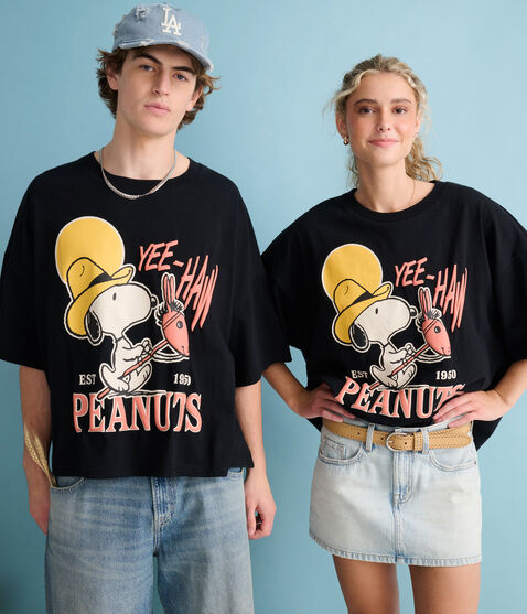 Peanuts® | Aéropostale Western Snoopy Yee-Haw Boxy Graphic Tee Peanuts® | Aéropostale Western Snoopy Yee-Haw Boxy Graphic Tee