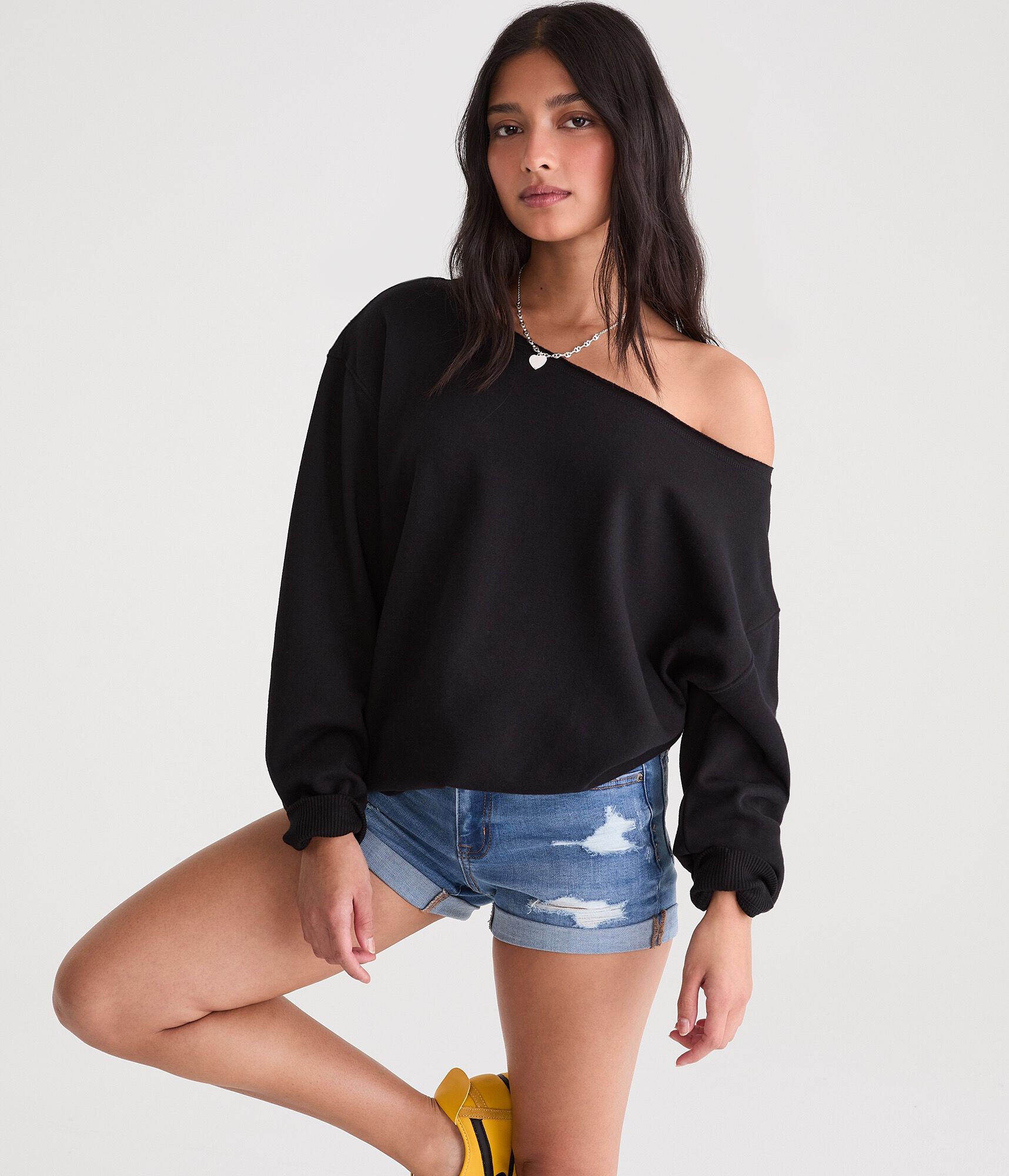 Cloud Soft Oversized Off-The-Shoulder Sweatshirt