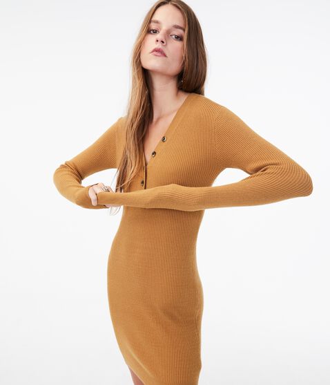 Long Sleeve Henley Sweater Dress*** Long Sleeve Henley Sweater Dress***