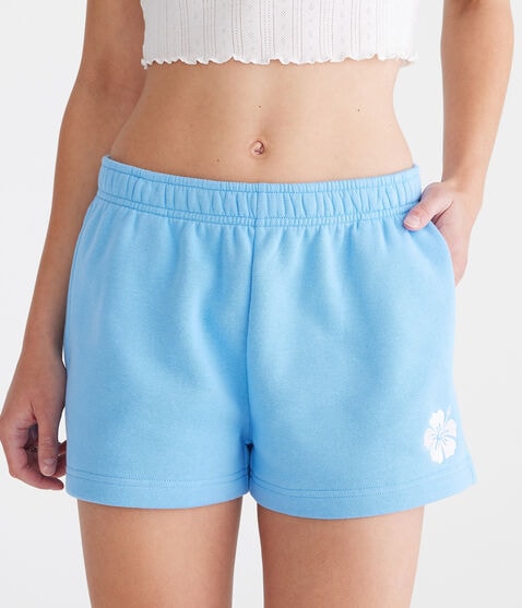 Hibiscus Flower High-Rise Fleece Shorts Hibiscus Flower High-Rise Fleece Shorts