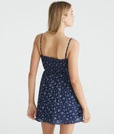 Floral Strapless Swiss Dot Mini Dress