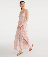 Floral Sweetheart Open-Back Maxi Dress
