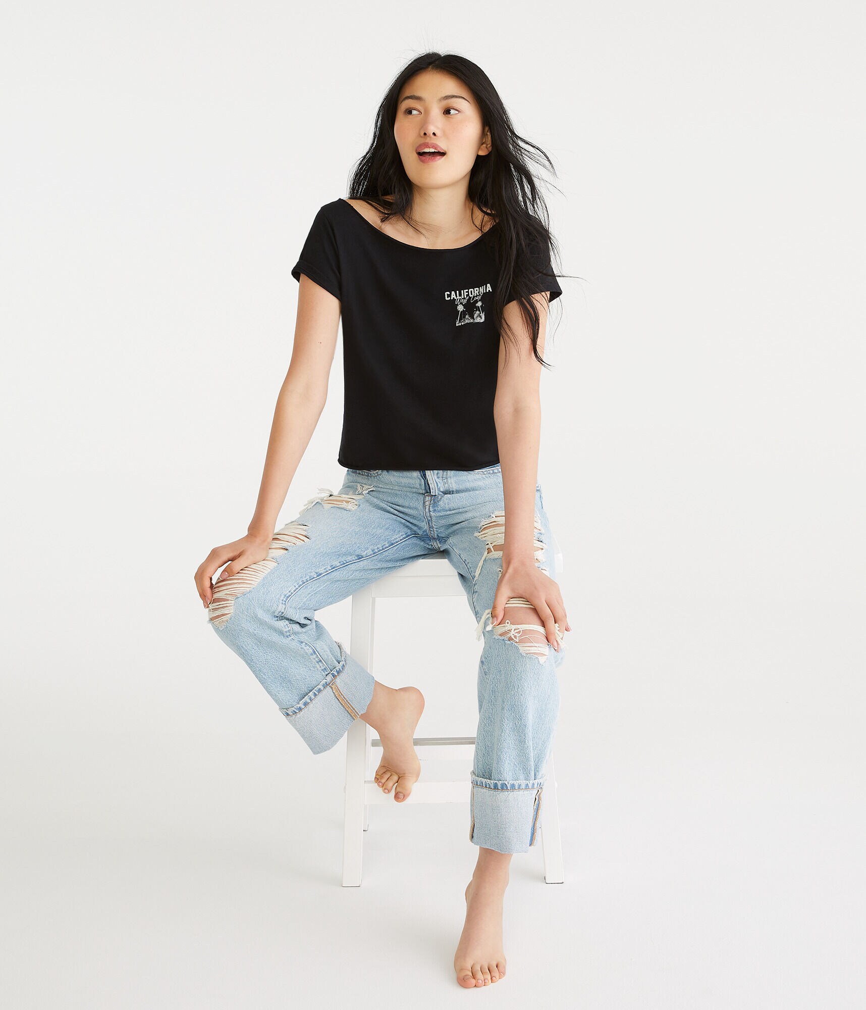 California 1987 Off-The-Shoulder Graphic Tee