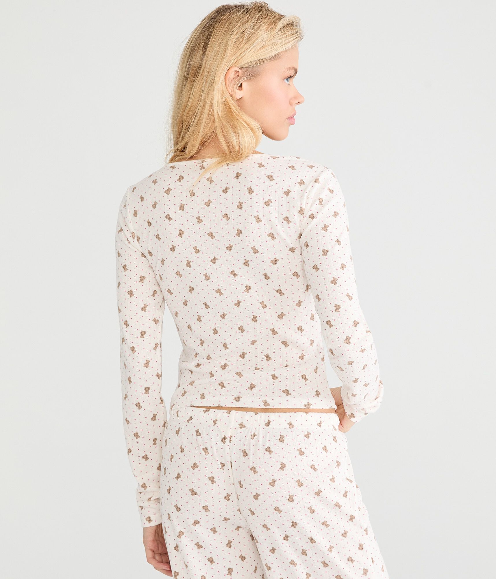 Long Sleeve Teddy Bear Pointelle Sleep Top