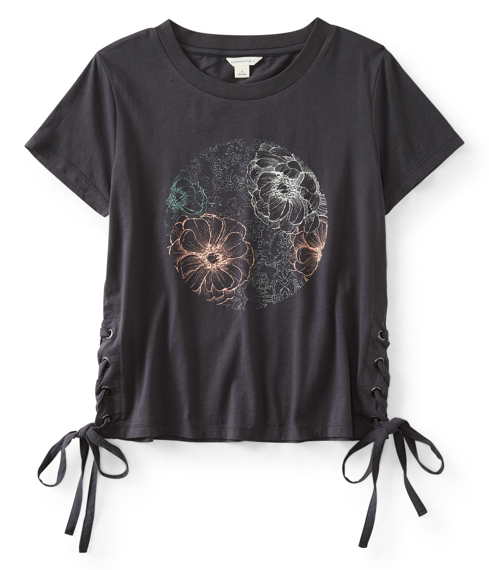 Floral Side-Tie Graphic Tee