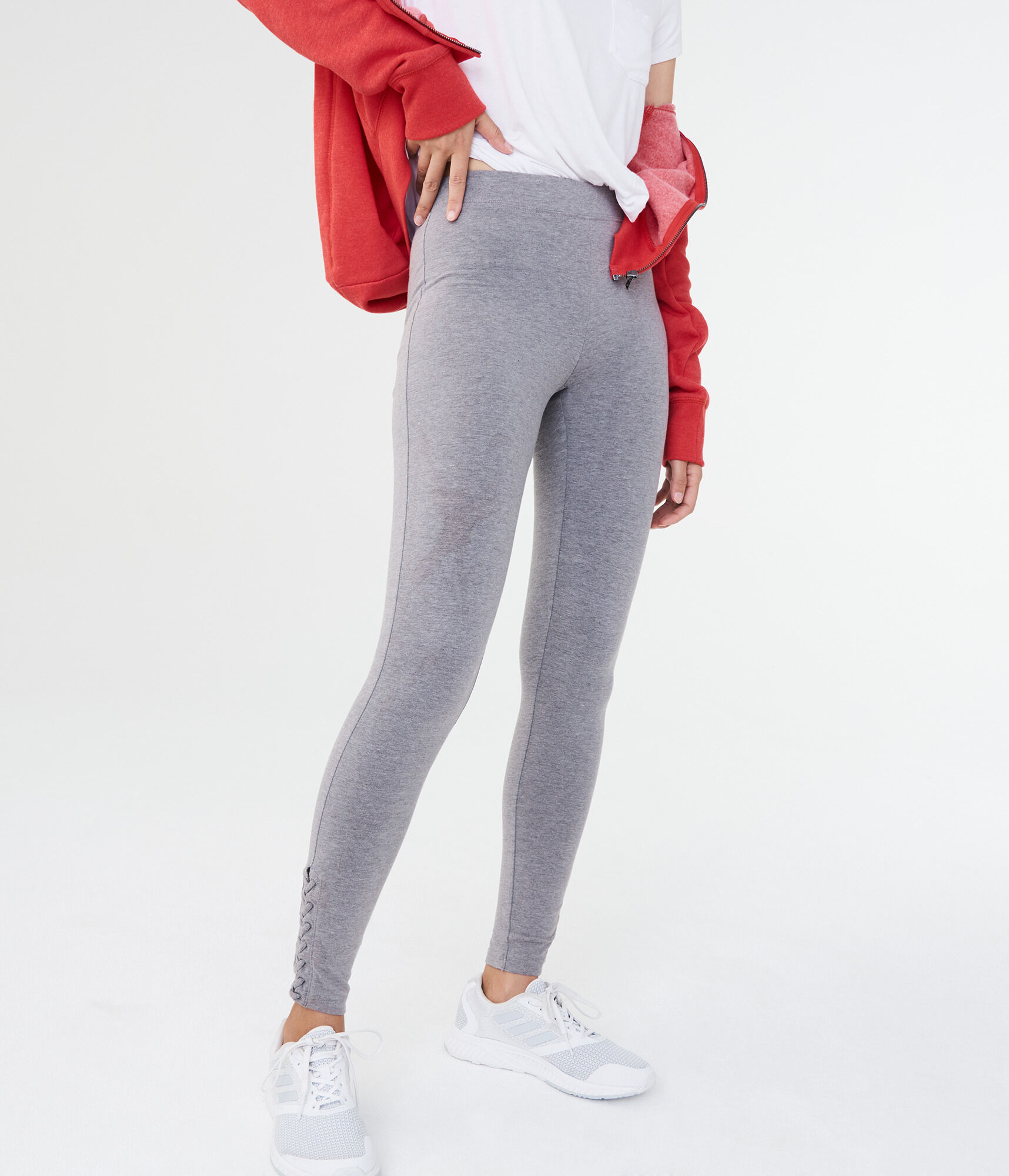 Solid Lace Up Ankle Leggings