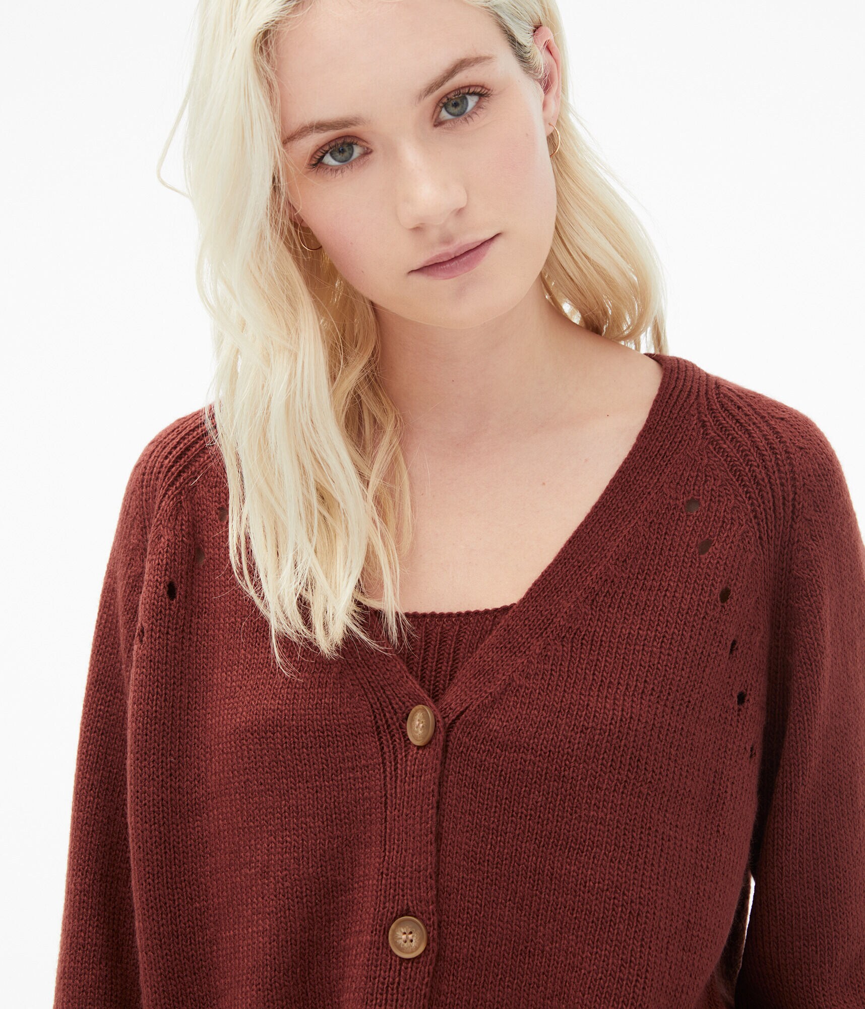 Solid V-Neck Boyfriend Cardigan***