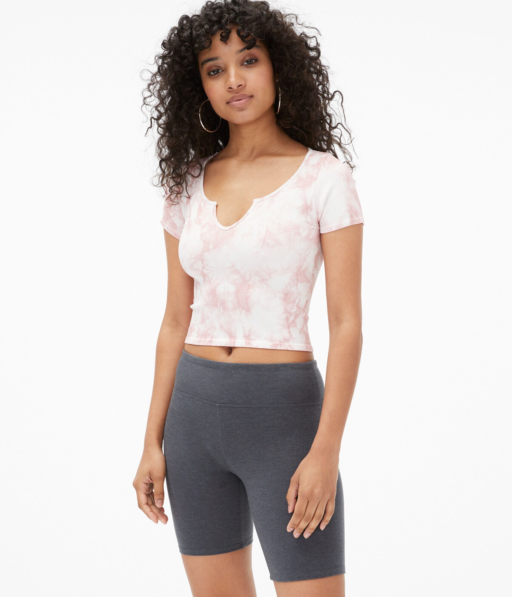 Seriously Soft Tie-Dye Seamless Notch-Neck Crop Top