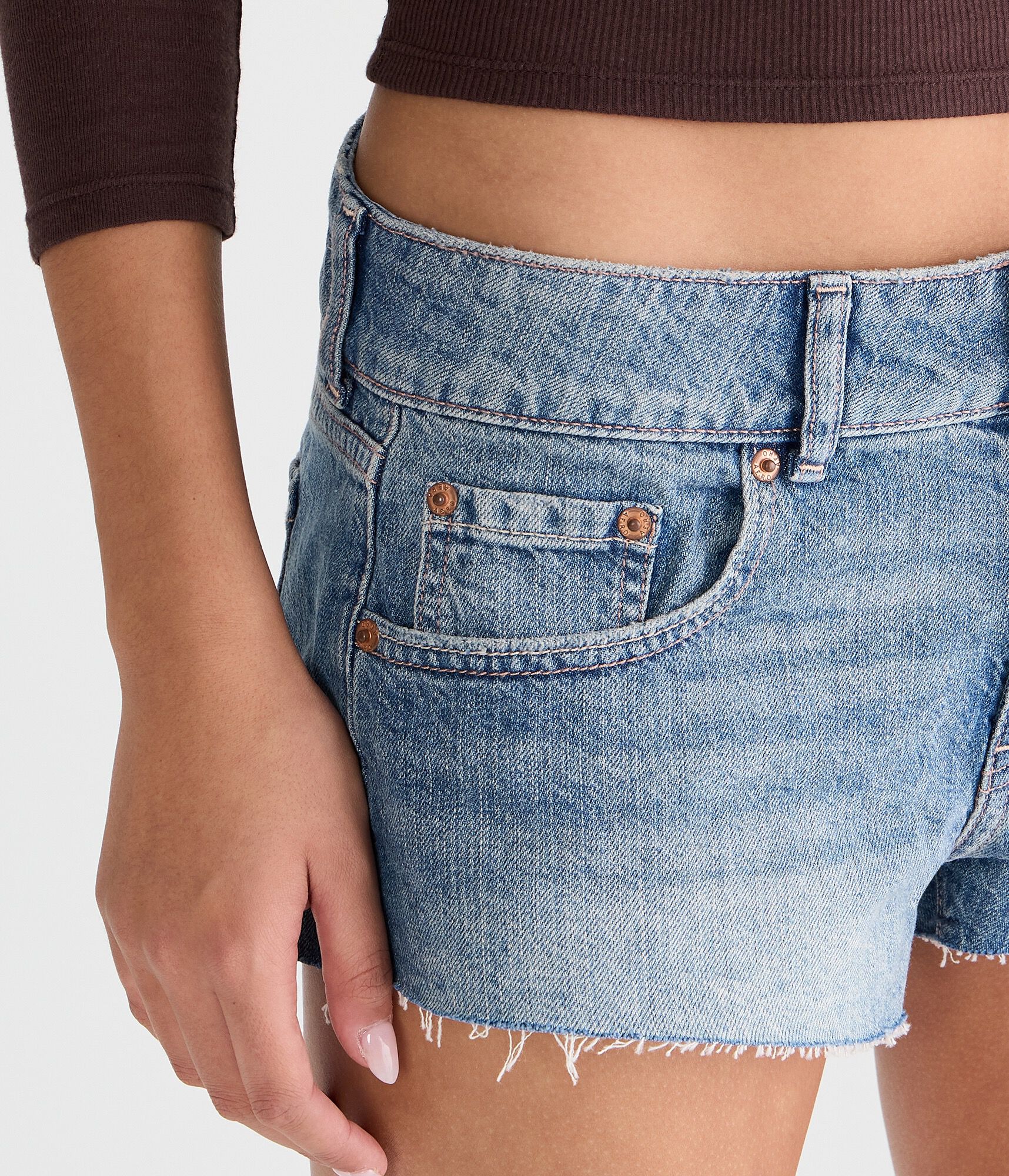 Super Low-Rise Baggy Micro Denim Shorts