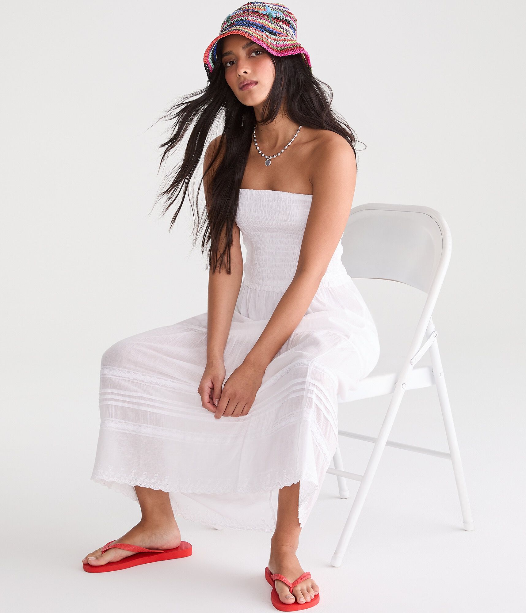 Solid Strapless Tube Midi Dress