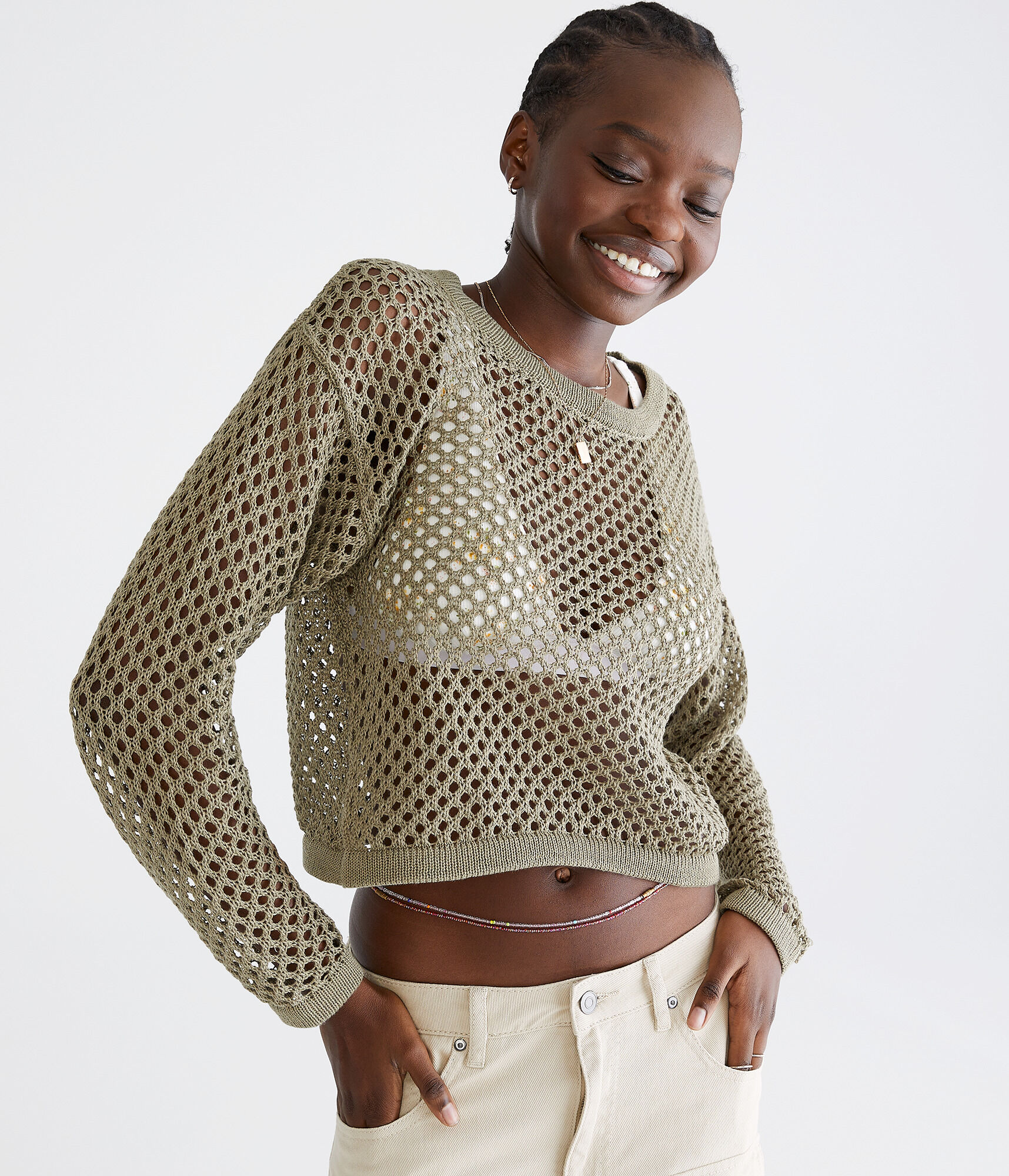 Cav Empt Side Mesh Loose Waffle Knit in Biege | Blues Store