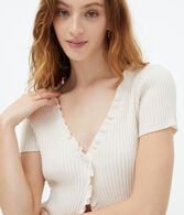 Short Sleeve Ruffle Cropped Cardigan