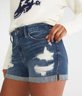 Curvy High-Rise Denim Midi Shorts