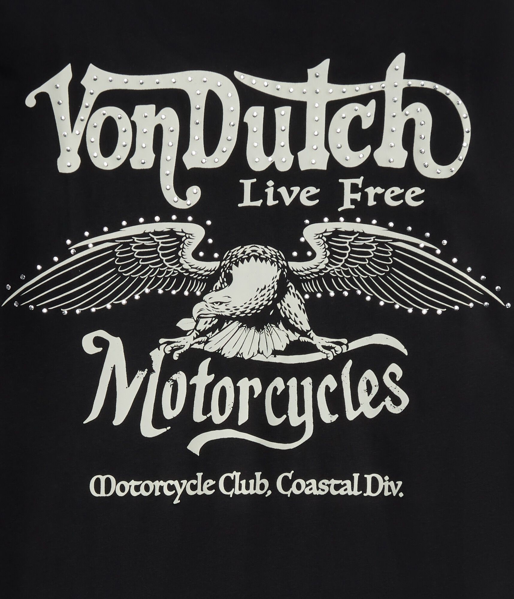 Von Dutch Motorcycles Rhinestone Relaxed Graphic Tee